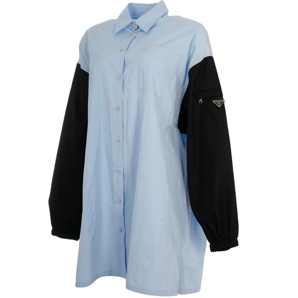 PRADA POPLIN LOGO BUTTON UP - Picture 1 of 15